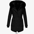 Marnie | Women's Fur-Trim Hooded Drawstring-Waist Longline Winter Parka Coat