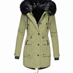 Marnie | Women's Fur-Trim Hooded Drawstring-Waist Longline Winter Parka Coat