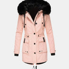 Marnie | Women's Fur-Trim Hooded Drawstring-Waist Longline Winter Parka Coat