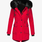 Marnie | Women's Fur-Trim Hooded Drawstring-Waist Longline Winter Parka Coat