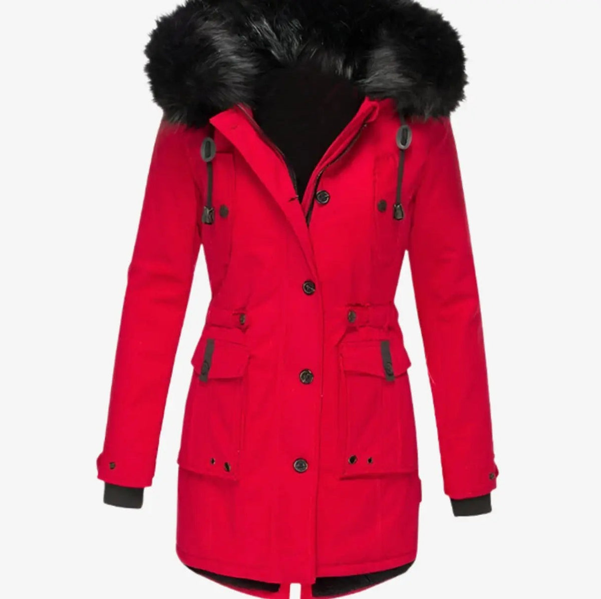 Marnie | Women's Fur-Trim Hooded Drawstring-Waist Longline Winter Parka Coat