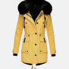 Marnie | Women's Fur-Trim Hooded Drawstring-Waist Longline Winter Parka Coat
