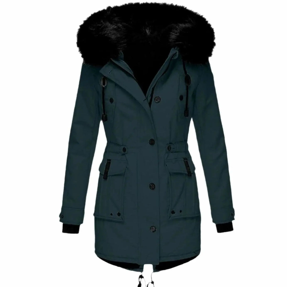 Marnie | Women's Fur-Trim Hooded Drawstring-Waist Longline Winter Parka Coat