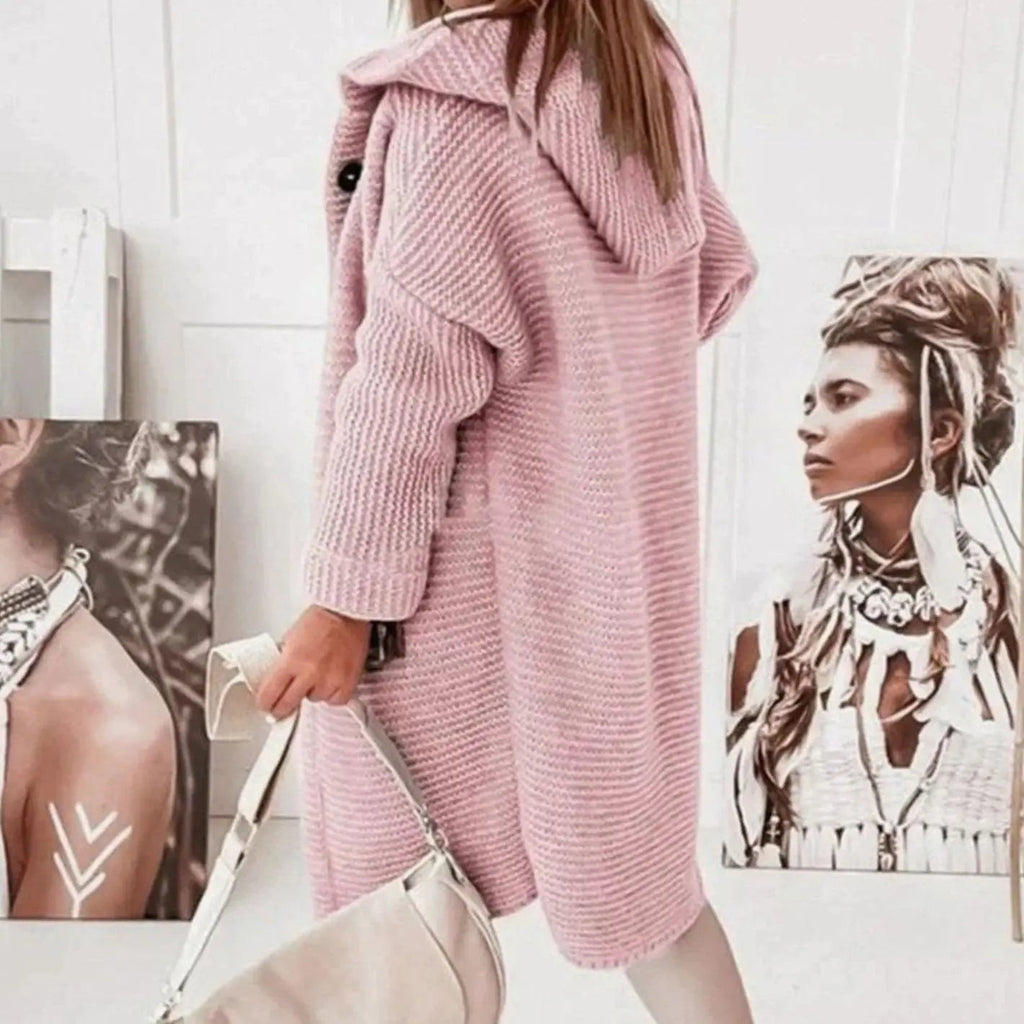 Marlowe | Women's Hooded Longline Button-Front Knit Cardigan