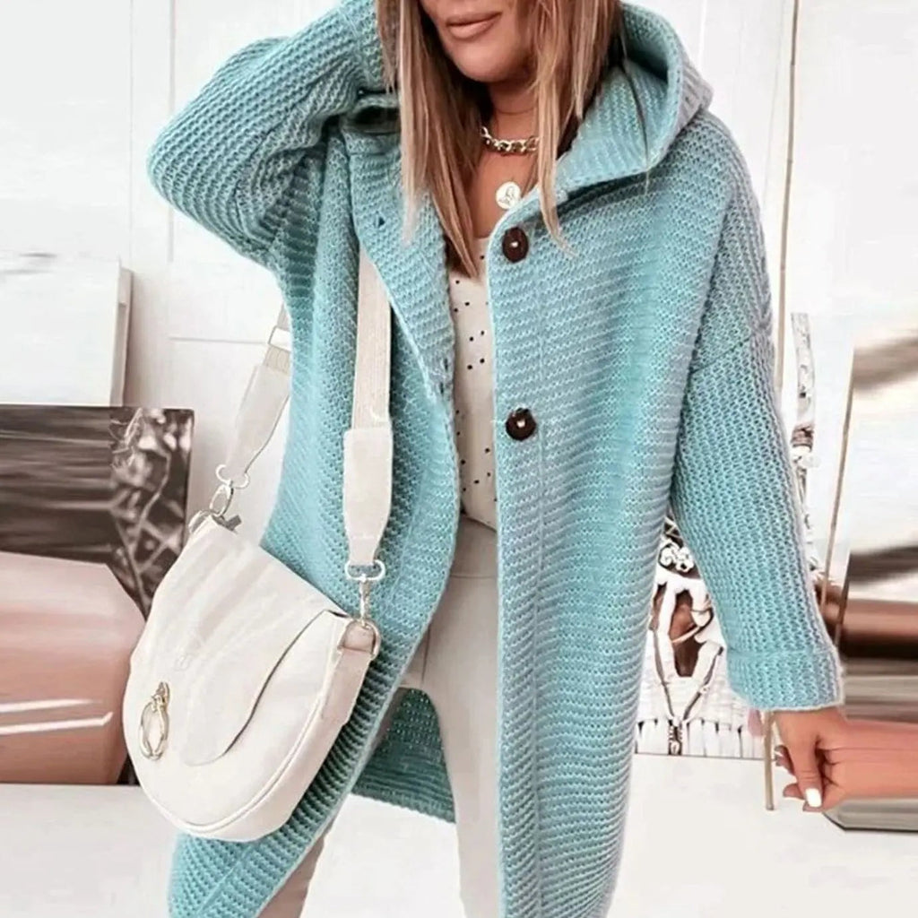 Marlowe | Women's Hooded Longline Button-Front Knit Cardigan