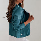 Billie | Women's Notch-Lapel Asymmetric-Zip Cropped Biker Jacket