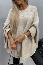 Sienna | Women's Oversized Batwing-Sleeve Round-Neck Chunky-Knit Jumper