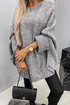 Sienna | Women's Oversized Batwing-Sleeve Round-Neck Chunky-Knit Jumper