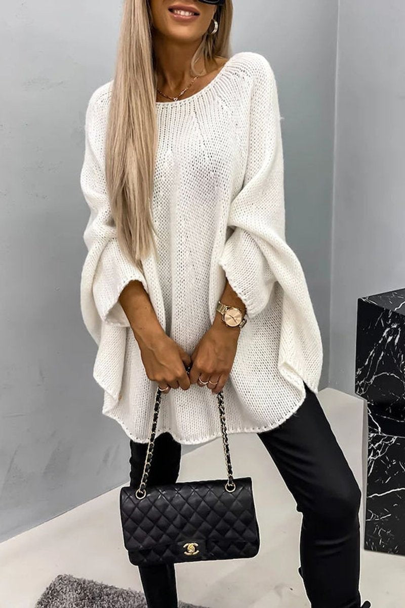 Sienna | Women's Oversized Batwing-Sleeve Round-Neck Chunky-Knit Jumper