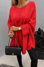 Sienna | Women's Oversized Batwing-Sleeve Round-Neck Chunky-Knit Jumper