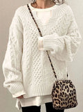 Freya | Women's Oversized Cable-Knit Layered V-Neck Jumper