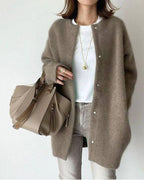 Rosie | Women's Oversized Longline Round-Neck Snap-Button Cardigan