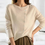 Elodie | Women's Relaxed-Fit Asymmetric Button-Front Long-Sleeve Cardigan