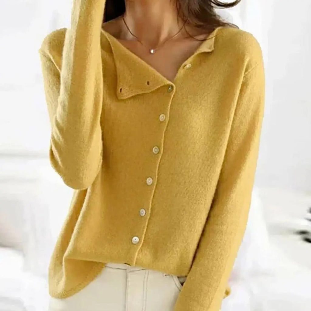 Elodie | Women's Relaxed-Fit Asymmetric Button-Front Long-Sleeve Cardigan