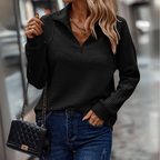 Sienna | Women's Ribbed Collared Quarter-Zip Relaxed-Fit Jumper