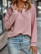Rosie | Women's Ribbed Quarter-Zip Mock-Neck Long-Sleeve Jumper