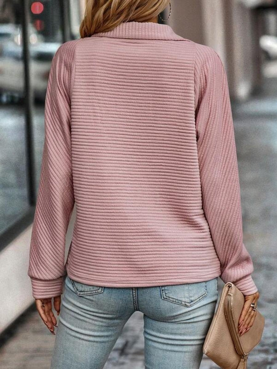 Rosie | Women's Ribbed Quarter-Zip Mock-Neck Long-Sleeve Jumper