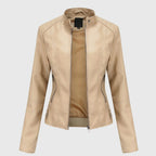 Sloane | Women's Slim-Fit Stand-Collar Zip-Up Vegan Leather Moto Jacket
