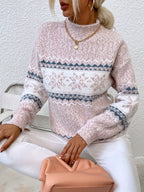 Tamsin | Women's Snowflake Fair Isle Mock-Neck Relaxed-Fit Christmas Jumper