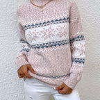 Tamsin | Women's Snowflake Fair Isle Mock-Neck Relaxed-Fit Christmas Jumper